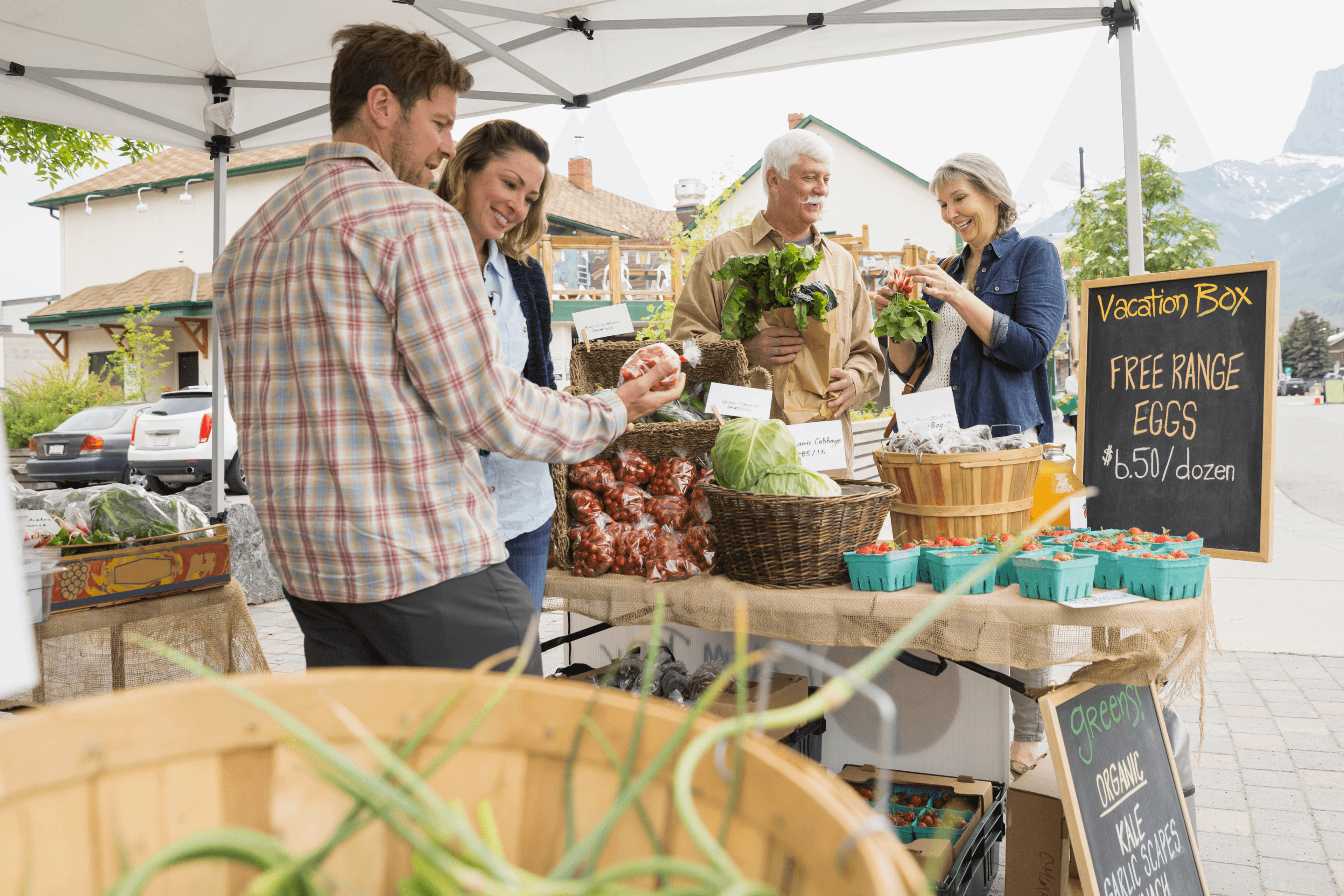Farmers market vendor booth